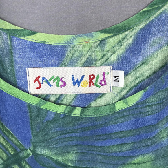 Jams World Dress Womens Medium Tropical Floral Hawaiian Midi Pockets Y2K Vtg - Picture 3 of 10